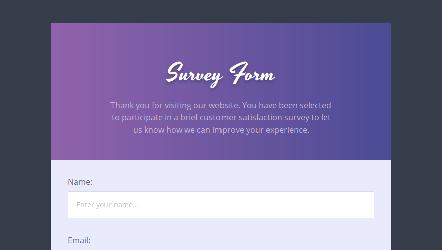 Survey form page preview