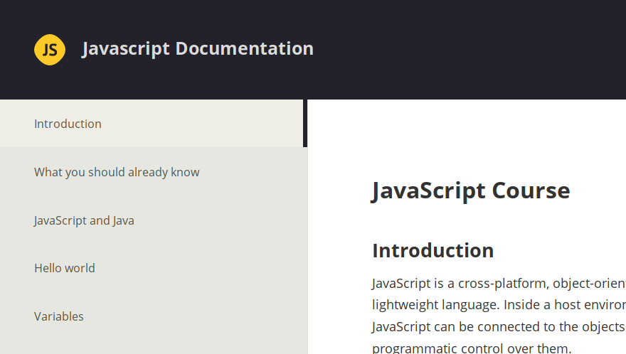 Technical documentation page preview